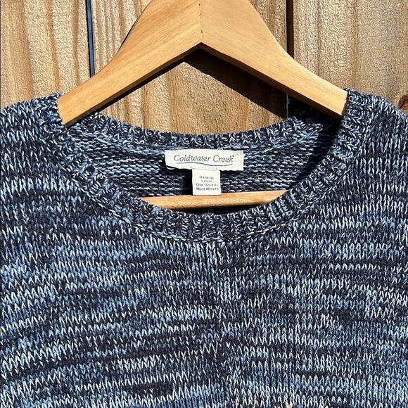 Coldwater Creek Women’s Blue Crewneck Sweater Geometric Patterns Sleeveless Fall - Picture 3 of 16